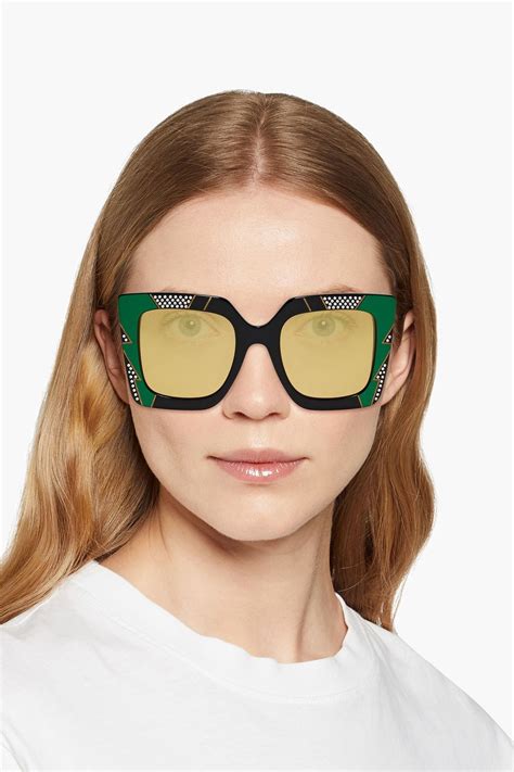 gucci clear acetate glasses|Gucci crystal embellished sunglasses.